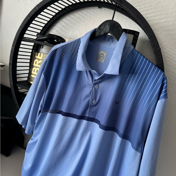 Callaway Light and Dark Blue Striped Polo Shirt - Picture 2 of 4